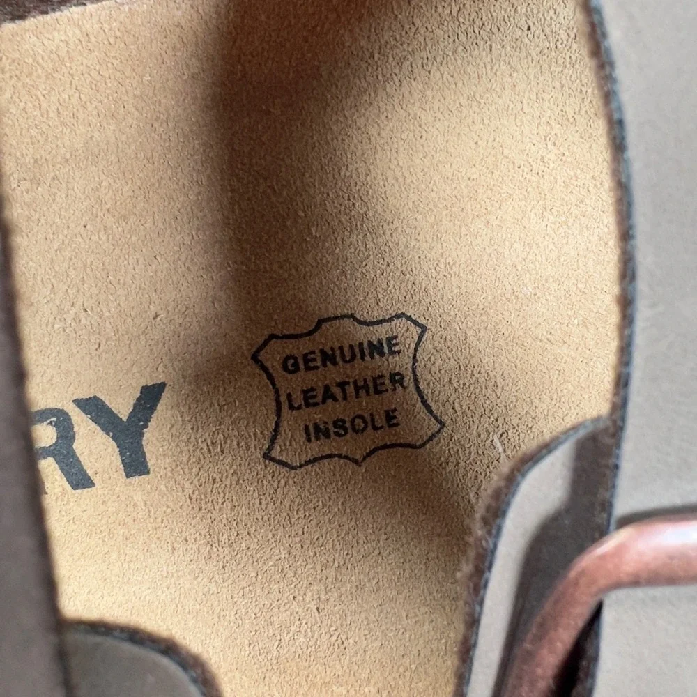 FITORY Mens Flat Sandals Brown Two‎ Strap Buckle Cork Footbed Slide Shoes US 10